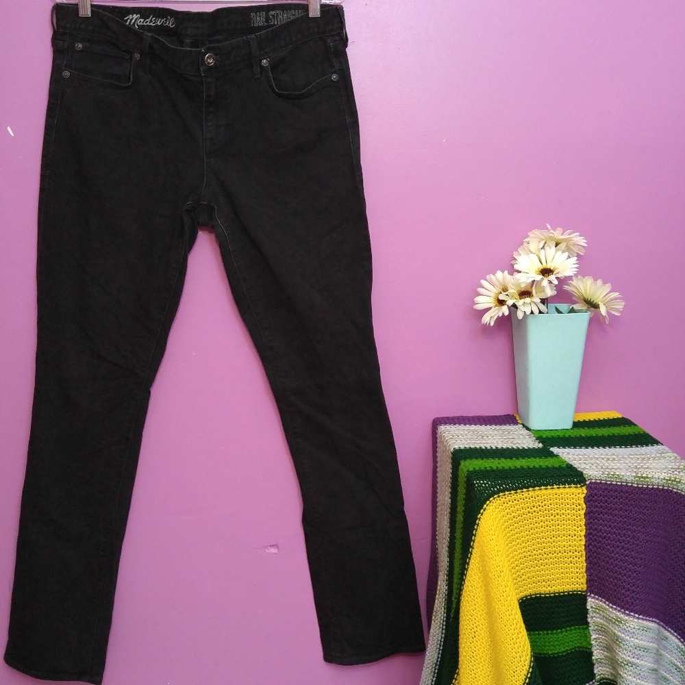 MADEWELL Rail Straight Faded Wash Black Jeans 32